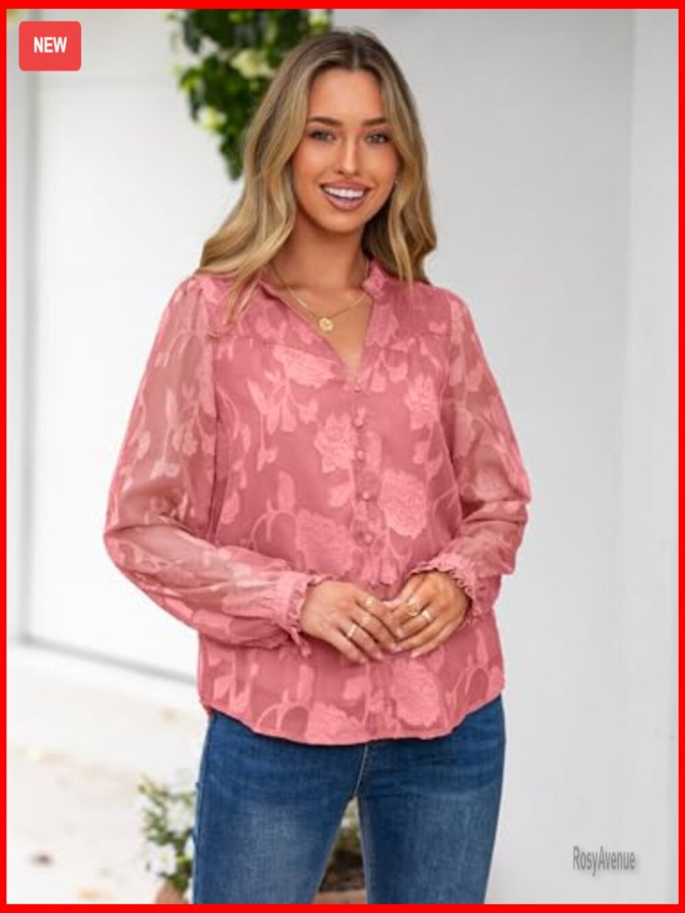 Dressy Casual Loose Fit V Neck Chiffon Blouse Long Sleeve Tunic - Picture 2 of 7